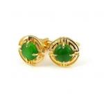 Gold with Emerald Cat's Eye Cufflinks.JPG